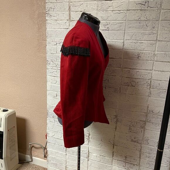 Vintage Mon-Liz Paris Red Beaded 80's Wool Jacket Small - Picture 5 of 10
